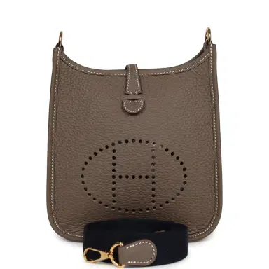 HERMÈS Hermes Evelyne TPM Etoupe Clemence Gold Hardware | Thumbnail 1 HERMÈS Hermes Evelyne TPM Etoupe Clemence Gold Hardware | Thumbnail 1