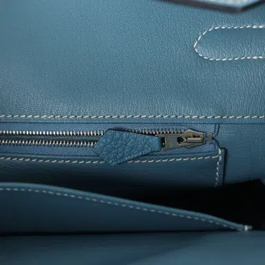 HERMÈS Pre-owned Hermes Birkin 35 Blue Jean Togo Palladium Hardware | Thumbnail 9 HERMÈS Pre-owned Hermes Birkin 35 Blue Jean Togo Palladium Hardware | Thumbnail 9