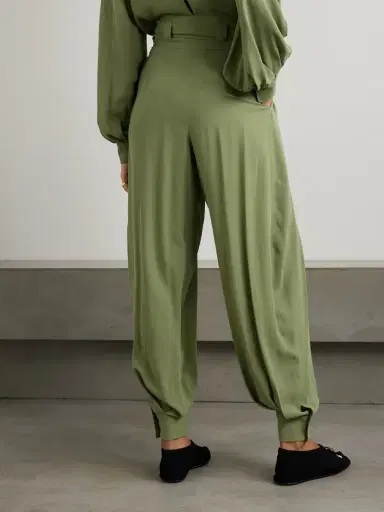 Loro Piana Gralan Belted Pleated Silk-crepe Tapered Pants | Thumbnail 3 Loro Piana Gralan Belted Pleated Silk-crepe Tapered Pants | Thumbnail 3