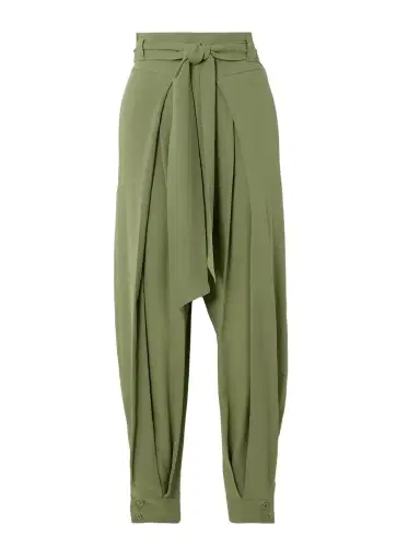 Loro Piana Gralan Belted Pleated Silk-crepe Tapered Pants | Thumbnail 1 Loro Piana Gralan Belted Pleated Silk-crepe Tapered Pants | Thumbnail 1