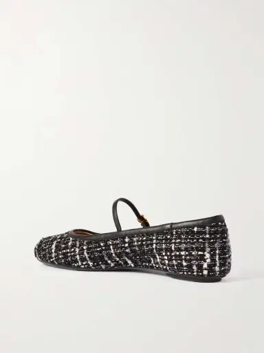 Gianvito Rossi Carla Leather-trimmed Tweed Mary Jane Ballet Flats | Thumbnail 3 Gianvito Rossi Carla Leather-trimmed Tweed Mary Jane Ballet Flats | Thumbnail 3