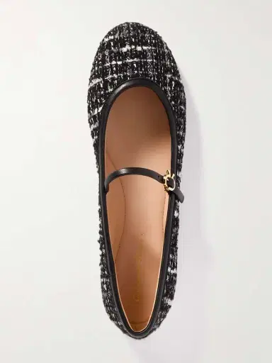 Gianvito Rossi Carla Leather-trimmed Tweed Mary Jane Ballet Flats | Thumbnail 5 Gianvito Rossi Carla Leather-trimmed Tweed Mary Jane Ballet Flats | Thumbnail 5