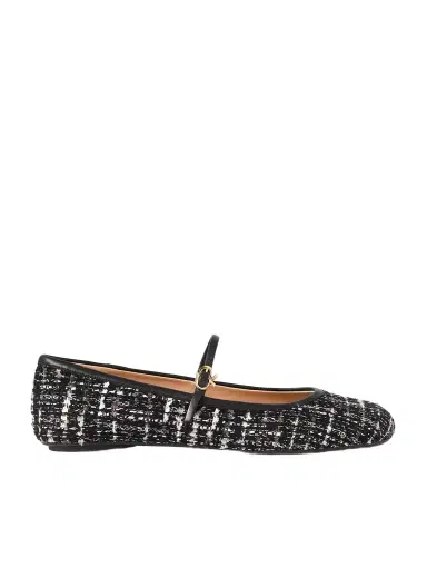 Gianvito Rossi Carla Leather-trimmed Tweed Mary Jane Ballet Flats | Thumbnail 1 Gianvito Rossi Carla Leather-trimmed Tweed Mary Jane Ballet Flats | Thumbnail 1