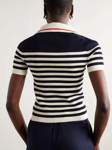 Gucci Striped Ribbed Cotton-blend Polo Top | Thumbnail 4 Gucci Striped Ribbed Cotton-blend Polo Top | Thumbnail 4