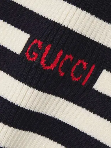 Gucci Striped Ribbed Cotton-blend Polo Top | Thumbnail 5 Gucci Striped Ribbed Cotton-blend Polo Top | Thumbnail 5