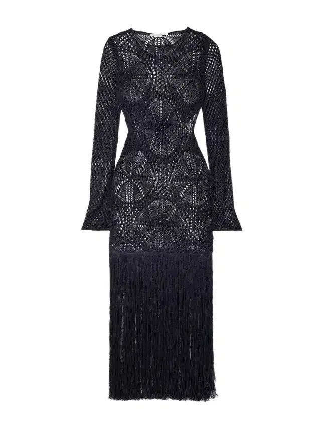 Fringed Crocheted Maxi Dress