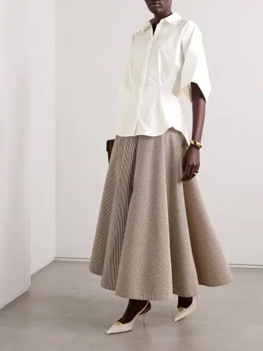 Brandon Maxwell The Elsa Cutout Pleated Cotton-poplin Shirt | Thumbnail 2 Brandon Maxwell The Elsa Cutout Pleated Cotton-poplin Shirt | Thumbnail 2