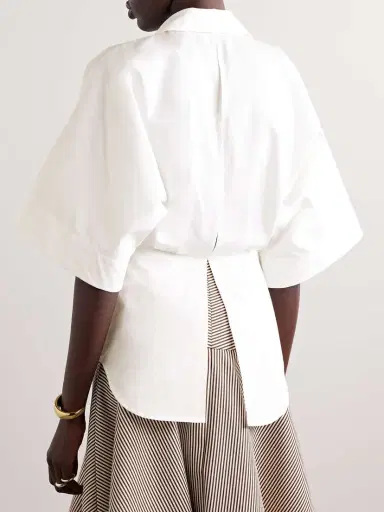 Brandon Maxwell The Elsa Cutout Pleated Cotton-poplin Shirt | Thumbnail 3 Brandon Maxwell The Elsa Cutout Pleated Cotton-poplin Shirt | Thumbnail 3