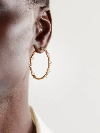 Ileana Makri Cosmic Medium 18-karat Gold Diamond Hoop Earrings | Thumbnail 2 Ileana Makri Cosmic Medium 18-karat Gold Diamond Hoop Earrings | Thumbnail 2