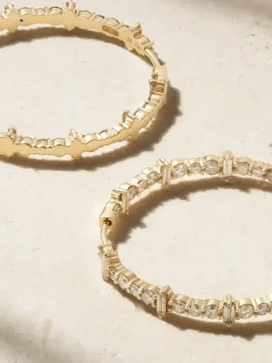 Ileana Makri Cosmic Medium 18-karat Gold Diamond Hoop Earrings | Thumbnail 3 Ileana Makri Cosmic Medium 18-karat Gold Diamond Hoop Earrings | Thumbnail 3