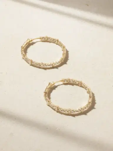 Ileana Makri Cosmic Medium 18-karat Gold Diamond Hoop Earrings | Thumbnail 1 Ileana Makri Cosmic Medium 18-karat Gold Diamond Hoop Earrings | Thumbnail 1