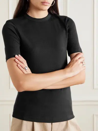 TOTEME Ribbed Stretch-cotton Jersey T-shirt | Thumbnail 3 TOTEME Ribbed Stretch-cotton Jersey T-shirt | Thumbnail 3