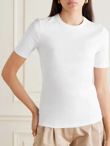 TOTEME Ribbed Stretch-cotton Jersey T-shirt | Thumbnail 3 TOTEME Ribbed Stretch-cotton Jersey T-shirt | Thumbnail 3