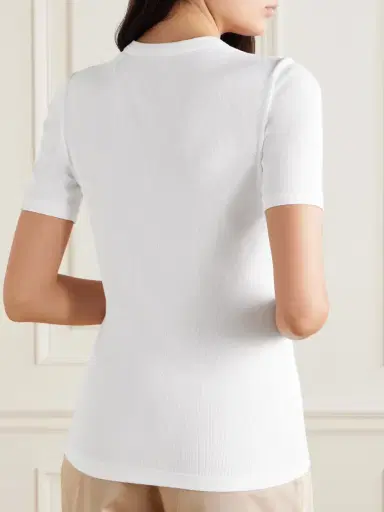 TOTEME Ribbed Stretch-cotton Jersey T-shirt | Thumbnail 4 TOTEME Ribbed Stretch-cotton Jersey T-shirt | Thumbnail 4