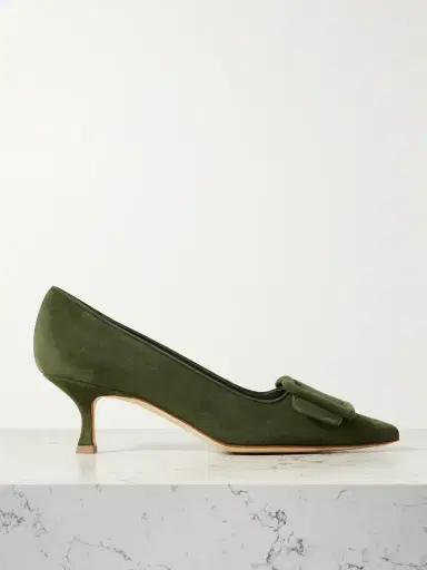 Manolo Blahnik Maysale 50 Buckled Suede Pumps | Thumbnail 1 Manolo Blahnik Maysale 50 Buckled Suede Pumps | Thumbnail 1