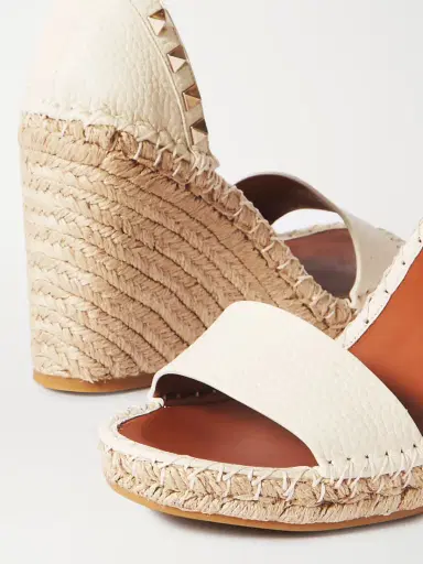 Valentino Garavani Rockstud 105 Textured-leather Espadrille Wedge Sandals | Thumbnail 5 Valentino Garavani Rockstud 105 Textured-leather Espadrille Wedge Sandals | Thumbnail 5
