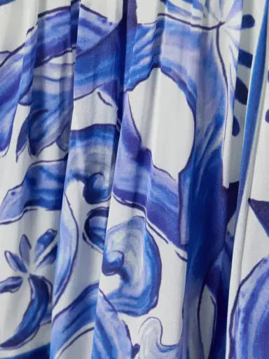 Farm Rio Garden Tiles Cutout Gathered Printed Satin Midi Dress - x large | Thumbnail 4 Farm Rio Garden Tiles Cutout Gathered Printed Satin Midi Dress - x large | Thumbnail 4