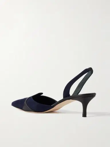 Manolo Blahnik Poligleto 50 Leather-trimmed Suede Slingback Pumps | Thumbnail 3 Manolo Blahnik Poligleto 50 Leather-trimmed Suede Slingback Pumps | Thumbnail 3