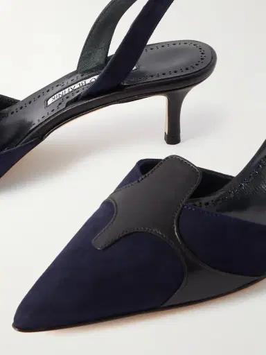 Manolo Blahnik Poligleto 50 Leather-trimmed Suede Slingback Pumps | Thumbnail 4 Manolo Blahnik Poligleto 50 Leather-trimmed Suede Slingback Pumps | Thumbnail 4