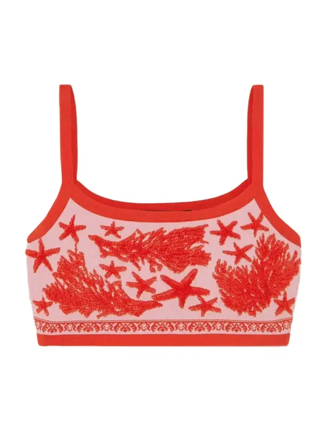 Cotton-blend Terry Jacquard Bralette