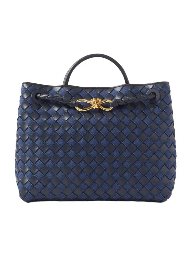 Andiamo Medium Embellished Intrecciato Leather And Denim Tote