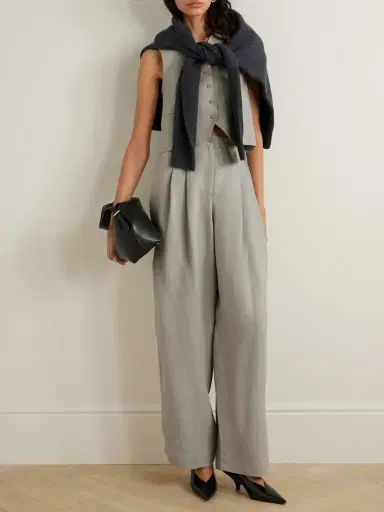 The Frankie Shop Piper Pleated Twill Wide-leg Pants | Thumbnail 2 The Frankie Shop Piper Pleated Twill Wide-leg Pants | Thumbnail 2
