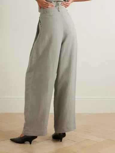 The Frankie Shop Piper Pleated Twill Wide-leg Pants | Thumbnail 3 The Frankie Shop Piper Pleated Twill Wide-leg Pants | Thumbnail 3