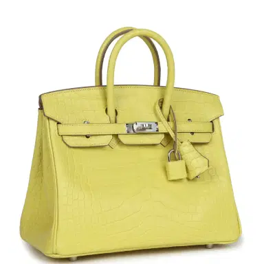 HERMÈS Hermes Birkin 25 Lime Matte Alligator Mississippiensis Palladium Hardware | Thumbnail 2 HERMÈS Hermes Birkin 25 Lime Matte Alligator Mississippiensis Palladium Hardware | Thumbnail 2