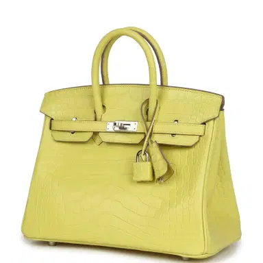 HERMÈS Hermes Birkin 25 Lime Matte Alligator Mississippiensis Palladium Hardware | Thumbnail 3 HERMÈS Hermes Birkin 25 Lime Matte Alligator Mississippiensis Palladium Hardware | Thumbnail 3