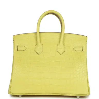 HERMÈS Hermes Birkin 25 Lime Matte Alligator Mississippiensis Palladium Hardware | Thumbnail 5 HERMÈS Hermes Birkin 25 Lime Matte Alligator Mississippiensis Palladium Hardware | Thumbnail 5
