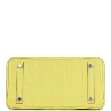 HERMÈS Hermes Birkin 25 Lime Matte Alligator Mississippiensis Palladium Hardware | Thumbnail 6 HERMÈS Hermes Birkin 25 Lime Matte Alligator Mississippiensis Palladium Hardware | Thumbnail 6