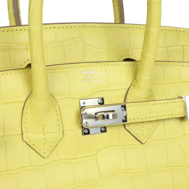 HERMÈS Hermes Birkin 25 Lime Matte Alligator Mississippiensis Palladium Hardware | Thumbnail 7 HERMÈS Hermes Birkin 25 Lime Matte Alligator Mississippiensis Palladium Hardware | Thumbnail 7