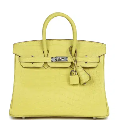 HERMÈS Hermes Birkin 25 Lime Matte Alligator Mississippiensis Palladium Hardware | Thumbnail 1 HERMÈS Hermes Birkin 25 Lime Matte Alligator Mississippiensis Palladium Hardware | Thumbnail 1