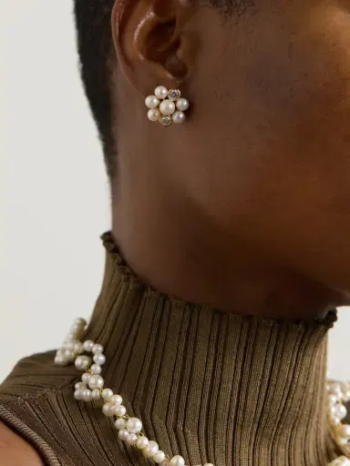 Completedworks Lightdrops Recycled Gold-vermeil, Pearl And Cubic Zirconia Earrings | Thumbnail 2 Completedworks Lightdrops Recycled Gold-vermeil, Pearl And Cubic Zirconia Earrings | Thumbnail 2