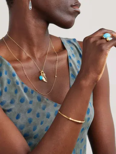 OLE LYNGGAARD COPENHAGEN This Lotus 18-karat Gold, Turquoise And Diamond Necklace | Thumbnail 5 OLE LYNGGAARD COPENHAGEN This Lotus 18-karat Gold, Turquoise And Diamond Necklace | Thumbnail 5