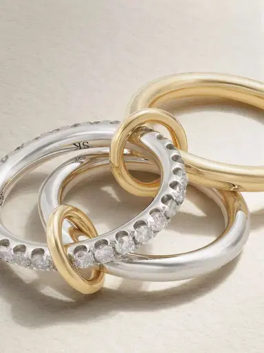 Spinelli Kilcollin Taurus Set Of Three 18-karat Gold And Sterling Silver Diamond Rings | Thumbnail 4 Spinelli Kilcollin Taurus Set Of Three 18-karat Gold And Sterling Silver Diamond Rings | Thumbnail 4
