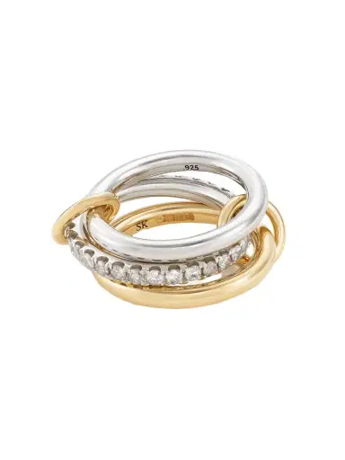 Spinelli Kilcollin Taurus Set Of Three 18-karat Gold And Sterling Silver Diamond Rings | Thumbnail 1 Spinelli Kilcollin Taurus Set Of Three 18-karat Gold And Sterling Silver Diamond Rings | Thumbnail 1