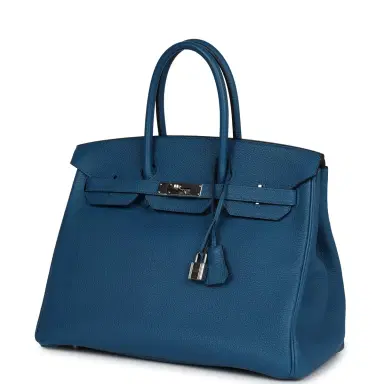 HERMÈS Pre-owned Hermes Birkin 35 Bleu de Galice Togo Palladium Hardware | Thumbnail 5 HERMÈS Pre-owned Hermes Birkin 35 Bleu de Galice Togo Palladium Hardware | Thumbnail 5