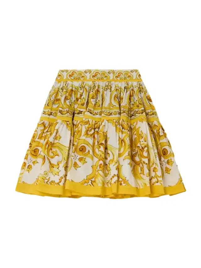 Maiolica Pleated Printed Cotton-poplin Mini Skirt