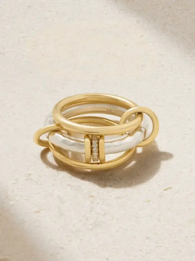 Gemini Set Of Three 18-karat Yellow And White Gold Diamond Rings Gemini Set Of Three 18-karat Yellow And White Gold Diamond Rings