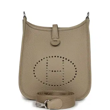 HERMÈS Hermes Evelyne TPM Beige Marfa Clemence Palladium Hardware | Thumbnail 1 HERMÈS Hermes Evelyne TPM Beige Marfa Clemence Palladium Hardware | Thumbnail 1