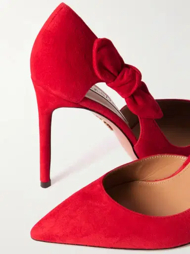 Aquazzura Very Bow Tie 105 Suede Point-toe Pumps | Thumbnail 4 Aquazzura Very Bow Tie 105 Suede Point-toe Pumps | Thumbnail 4