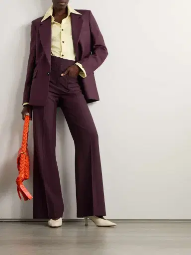 Victoria Beckham Alina Twill Flared Pants | Thumbnail 2 Victoria Beckham Alina Twill Flared Pants | Thumbnail 2