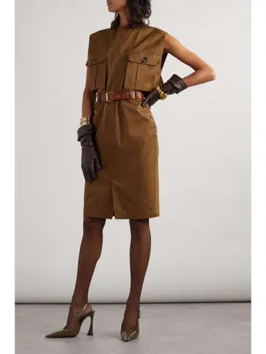 Saint Laurent Belted Cutout Cotton-twill Mini Dress | Thumbnail 2 Saint Laurent Belted Cutout Cotton-twill Mini Dress | Thumbnail 2