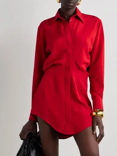 Brandon Maxwell The Vera Silk-crepe Mini Shirt Dress | Thumbnail 3 Brandon Maxwell The Vera Silk-crepe Mini Shirt Dress | Thumbnail 3