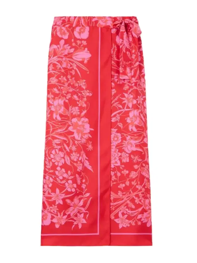 Floral-print Silk-twill Midi Wrap Skirt
