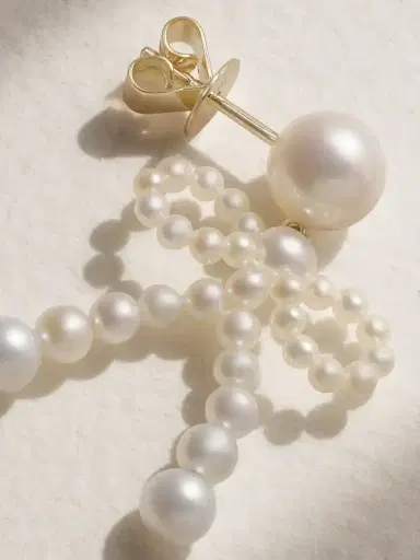 Sophie Bille Brahe Bow 14-karat Recycled Gold Pearl Earrings | Thumbnail 3 Sophie Bille Brahe Bow 14-karat Recycled Gold Pearl Earrings | Thumbnail 3