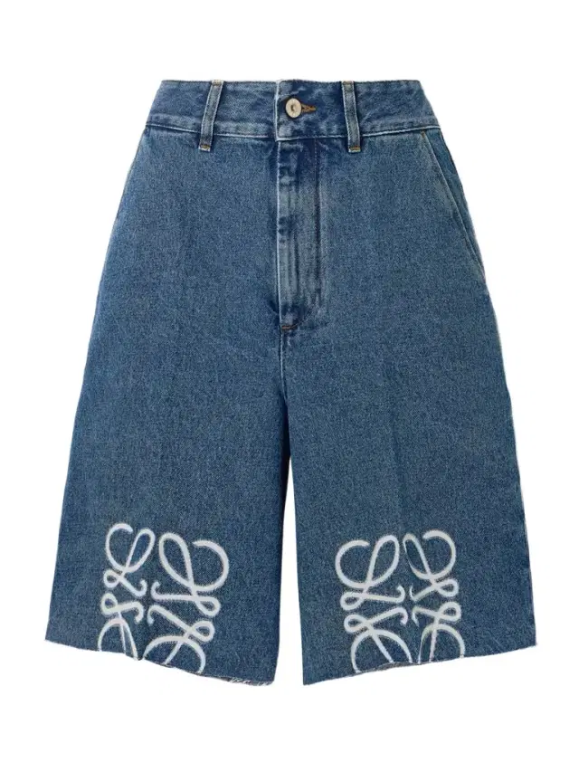 Anagram Frayed Denim Shorts