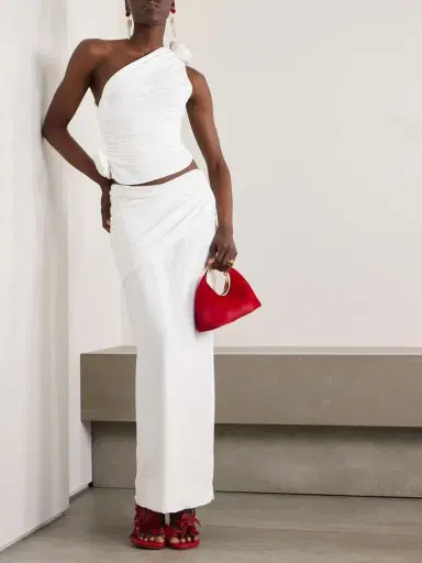 Magda Butrym One-shoulder Embellished Ruched Stretch-jersey Top | Thumbnail 2 Magda Butrym One-shoulder Embellished Ruched Stretch-jersey Top | Thumbnail 2
