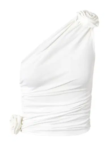 Magda Butrym One-shoulder Embellished Ruched Stretch-jersey Top | Thumbnail 1 Magda Butrym One-shoulder Embellished Ruched Stretch-jersey Top | Thumbnail 1